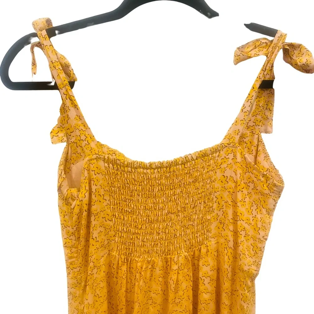 AUGUSTE DEAN GIA MIDI DRESS size 10 Midi Yellow Shirred Leopard Animal Print Zip - Picture 6 of 9